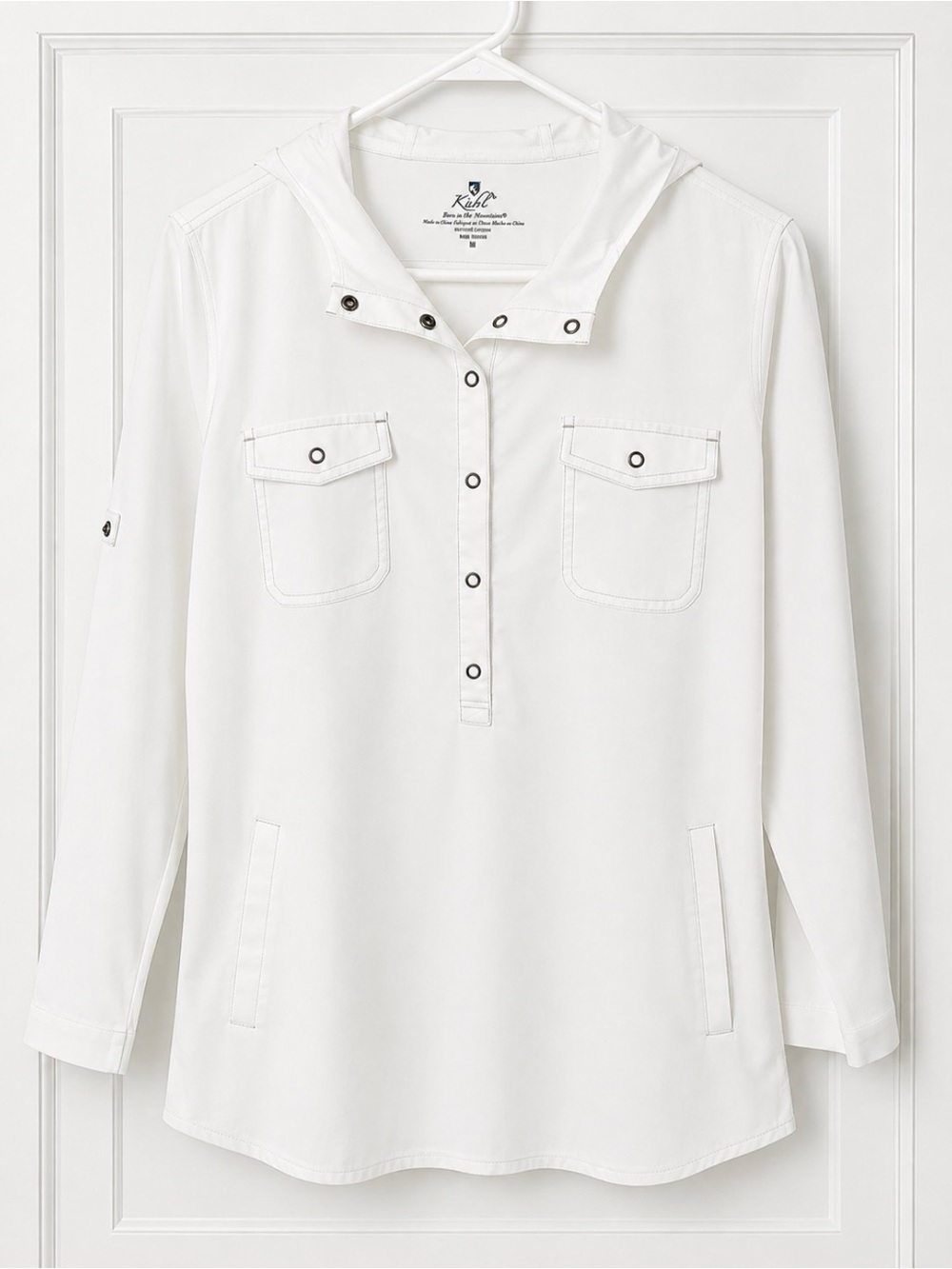 Kuhl Women's White Hooded Snap Pullover